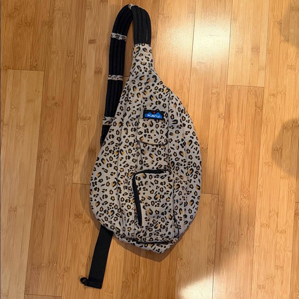 Kavu Tan and Black Leopard Print Backpack